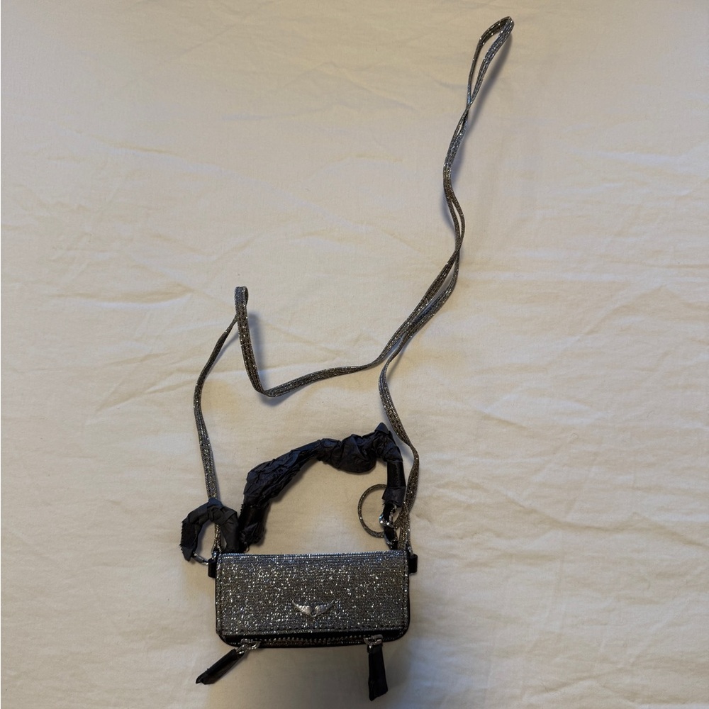 Zadig & Voltaire Silver Glitter Crossbody Bag - Picture 2 of 4